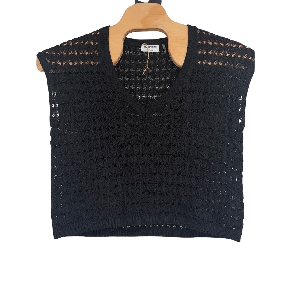 LNA Clothing Lilou Crochet Top V-Neck Cropped‎ Oversized NWOT Sz XS
